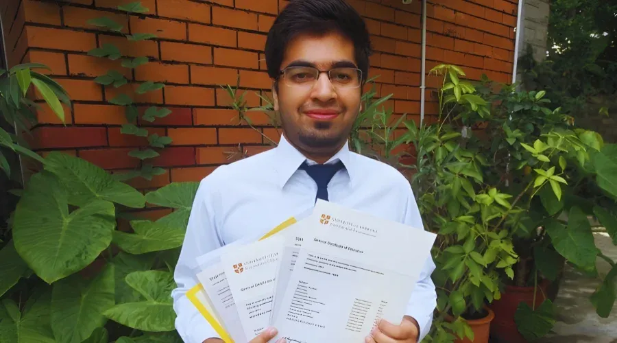 Pakistani student Haroon Tariq with record A grades in Cambridge O Level and A Level exams