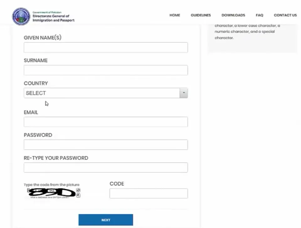 Create Your DGIP Account Page